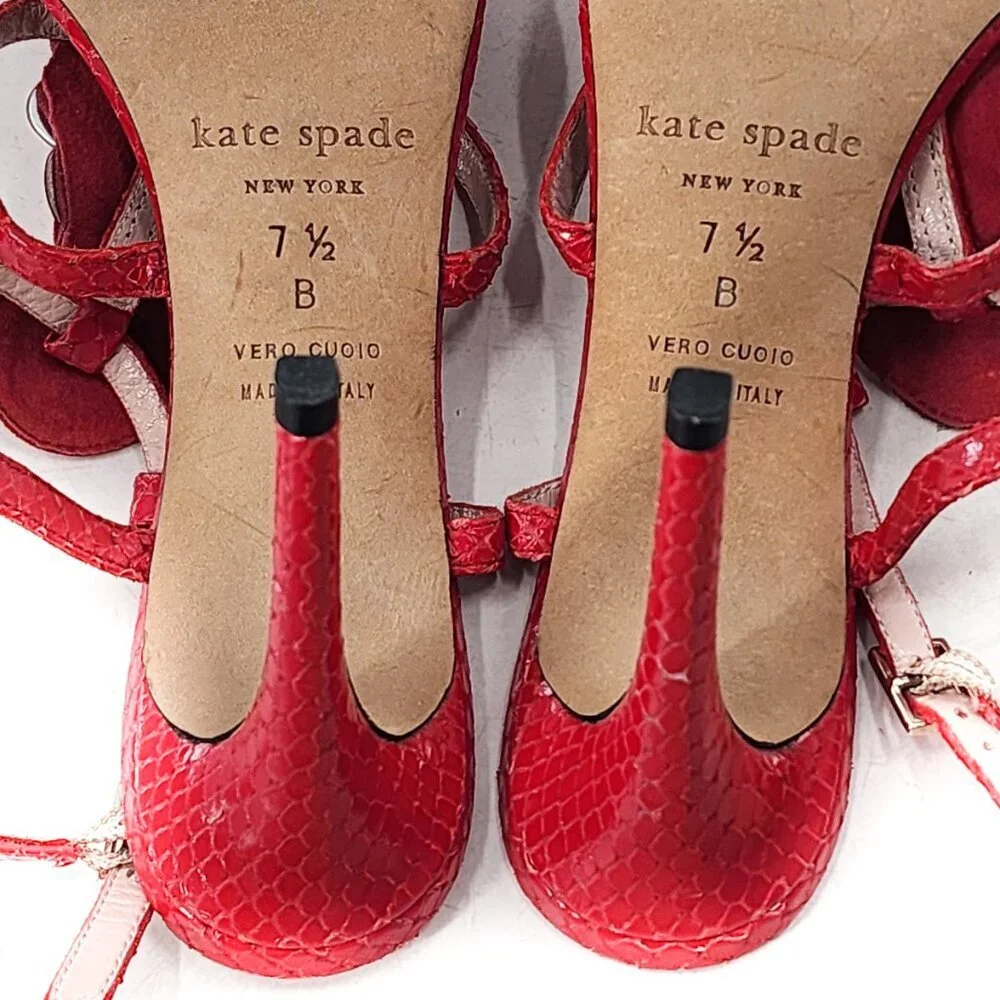 KATE SPADE Idalou Parrot Embellished Sandal Snake Embossed Leather‎